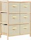 Storage Drawers with 6 Drawers Φυσικό / Λευκό L59xW28xH75cm