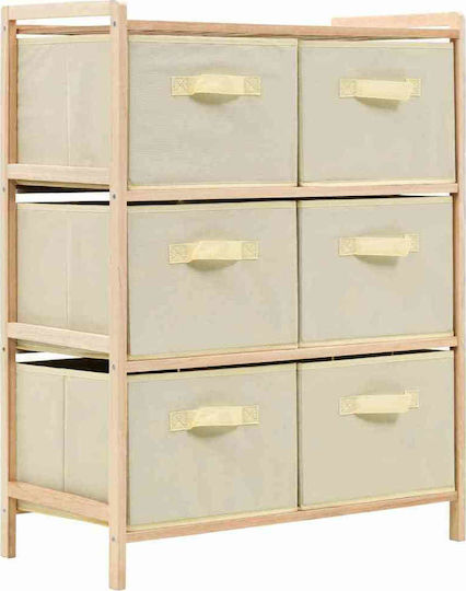 Storage Drawers from Wood & Fabric Natural / White M59xW28xH75cm