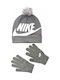 Swoosh Kinder Mütze Set Gestrickt Gray