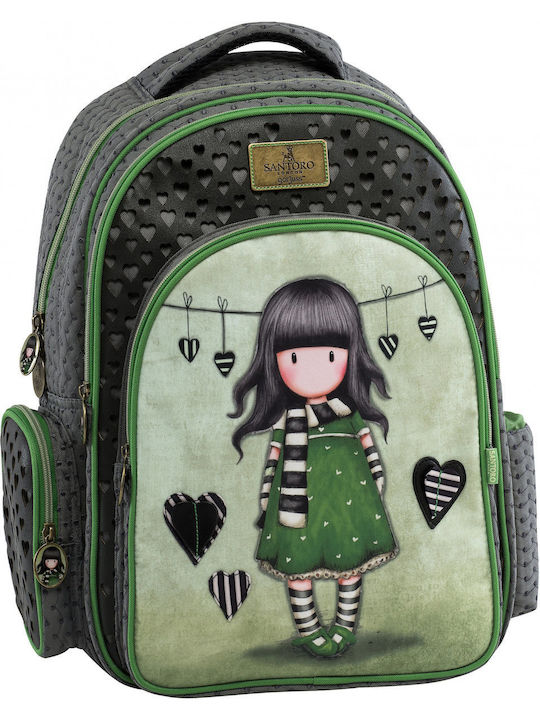 Santoro Gorjuss The Scarf School Bag Backpack Elementary, Elementary in Green color