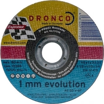 Dronco Cutting Disc Inox AS 60 V Evolution 115mm Cutting Disc Metal Hole Diameter 115mm 1pcs
