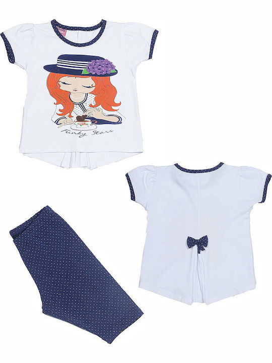 Funky Kids Set with Leggings Summer 2pcs White