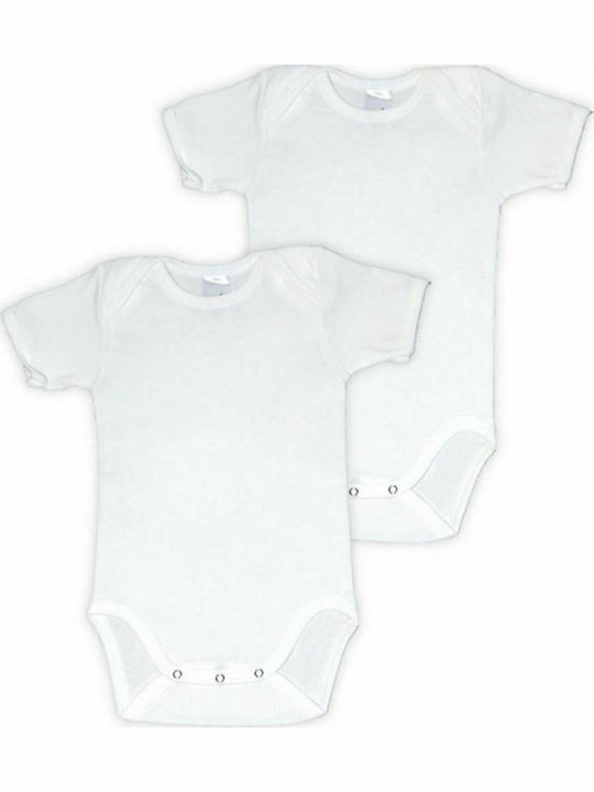 Minerva 90-30060 Baby Bodysuit Underwear Set Short-Sleeved White 90-30060-005 2pcs