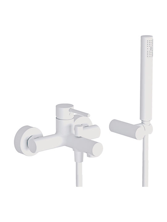 Eurorama Tonda Mixing Bathtub Shower Faucet Complete Set White