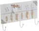 Click Wall Hanger Wooden 3 Hooks White 30x5x19cm 2 Pieces