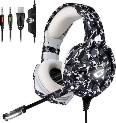 Onikuma Onikuma K5-Camouflage Peste ureche Casti de gaming cu conexiun 3,5mm / USB Gri