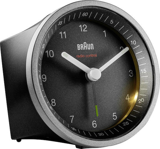Braun BC 07 SB-DCF Αθόρυβο Επιτραπέζιο Ρολόι με Δείκτες Μεταλλικό Μαύρο 67098