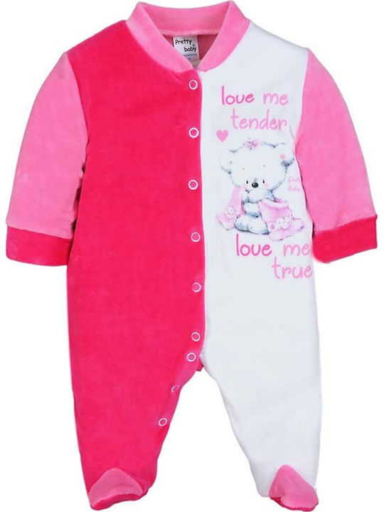 Pretty Baby Body pentru Bebeluși Mânecă lungă Catifea Fuchsia
