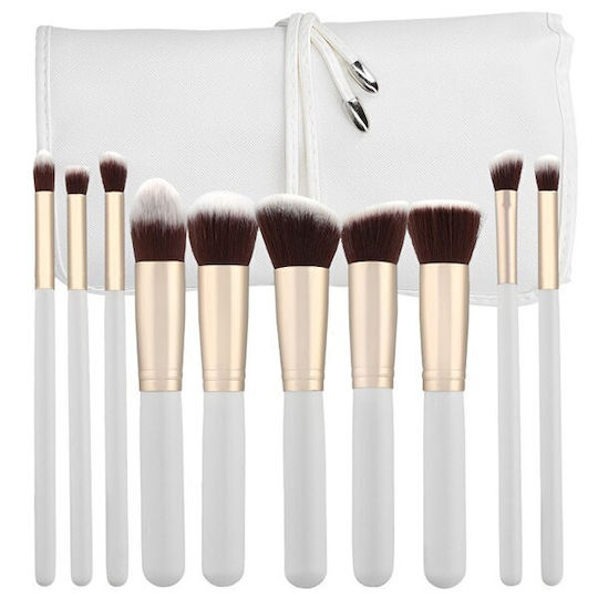 Tools for Beauty Professional Makeup Brush Set with Synthetic Bristle Kabuki Brush Set with Pouch 10 Pieces 10 Pieces