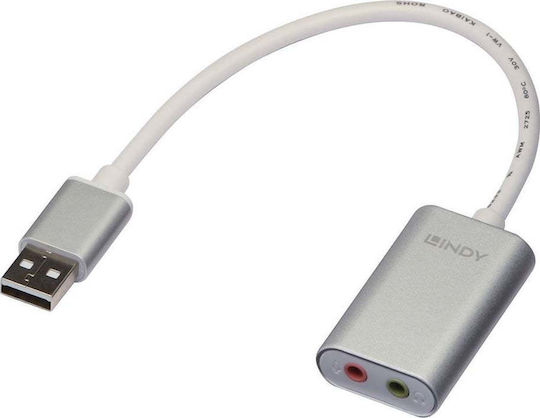 Lindy Μετατροπέας 3.5mm female σε USB-A male Γκρι 1τμχ 42926