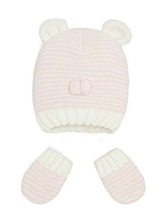 Mayoral Kids Beanie Set with Gloves Knitted Pink