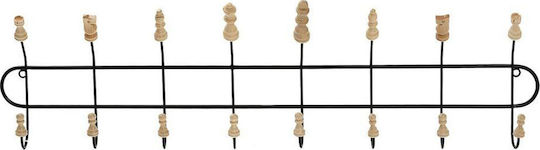 Espiel Wall Hanger Metal 8 Hooks Black 80x9x23cm