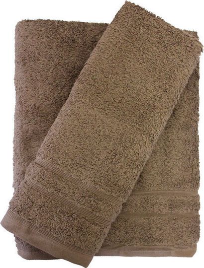 24home.gr Bath Towel Set 2pcs Sena Brown Weight 500gr/m²