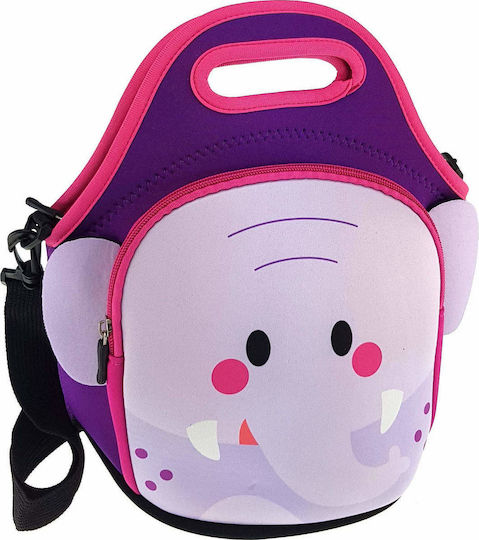 Graffiti Animal Friends School Shoulder Lunch Bag Lilac 29 x 16 x 30cm