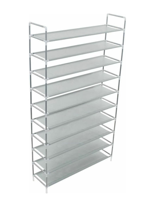 Metallic Shoe Organizer with 10 Shelves Ασημί 100x29.5x170cm