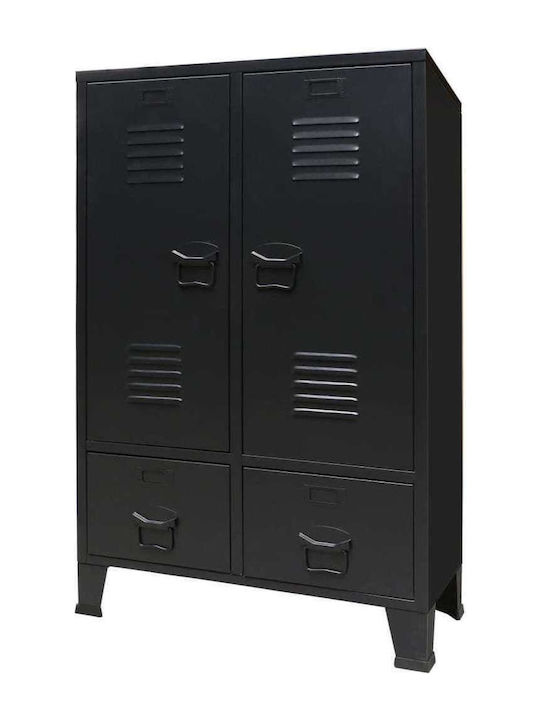 Metallic Buffet with Drawers Black L67xW35xH107cm