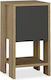 Ema Wooden Bedside Table Φυσικό / Ανθρακί 30x30x55cm