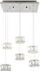 Sun Light Pendant Light Silver LED with Natural White Light with Crystals 46x120x120cm