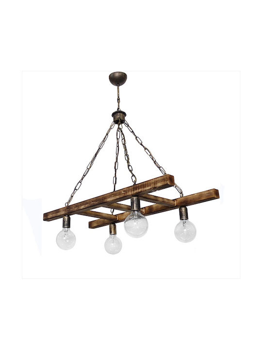 Heronia Pendant Suspension for 4 Bulbs E27 Brown