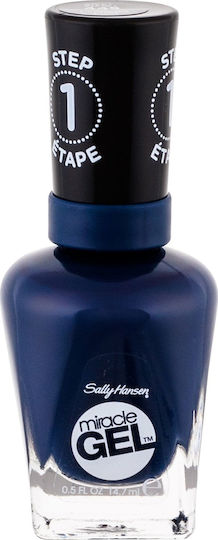 Sally Hansen Miracle Gel Step1 Лак За Нокти Дълготраен Полски Гланц Тъмносин 14.7ml