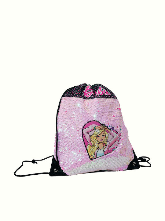 Gim Barbie Sparkle Παιδική Τσάντα Πουγκί Ροζ 30εκ.