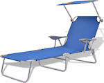 vidaXL Strandliegen Blau Faltbar mit Sonnenschirm 189x58x27cm. 1Stück