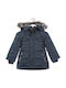 Kids Quilted Short Coat with Hood Navy Blue