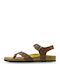 Plakton Leather Women's Flat Sandals in Tabac Brown Color