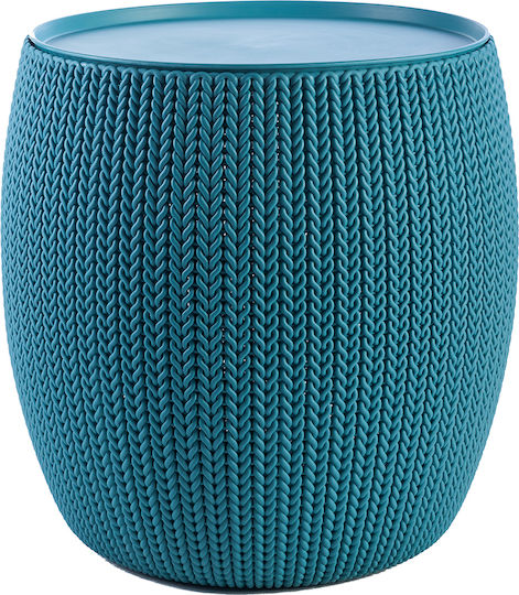 Plastic Scaun de Grădină Knit Albastru 1buc 40.6x40.6x41.3cm