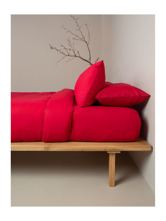 Sunshine Cotton Feelings 151 Σετ Σεντόνια Υπέρδιπλα με Λάστιχο 170x205+30εκ. 113 Red (4τμχ)