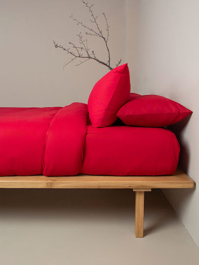 Sunshine Cotton Feelings 151 Σετ Σεντόνια Υπέρδιπλα με Λάστιχο 170x205+30εκ. 113 Red (4τμχ)