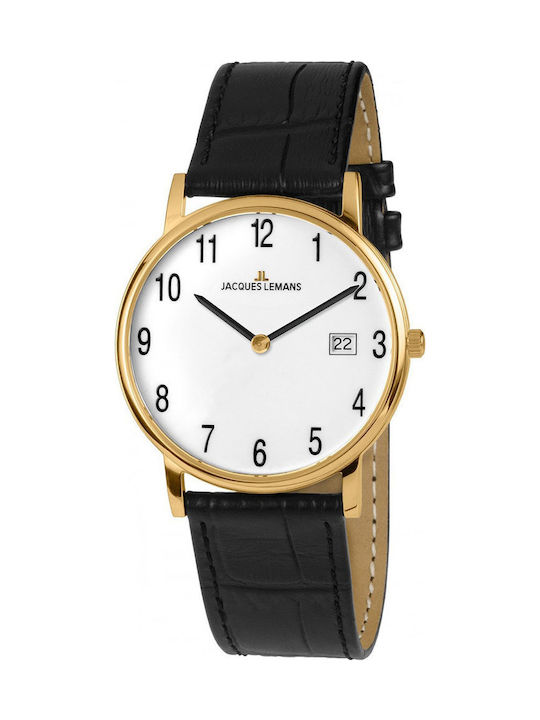 Jacques Lemans Vienna Watch with Black Leather Strap