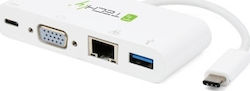 Techly USB-C / USB-A Dockingstation mit 4K PD Ethernet (IADAP USB31-DOCK2)