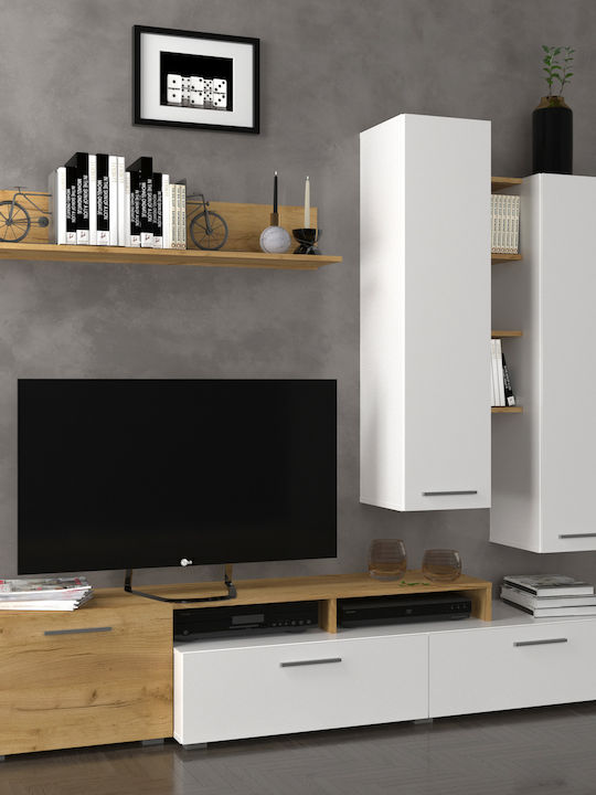 Wohnzimmer TV-Einheit Astin Golden Oak / White L203xB45.3xH180cm