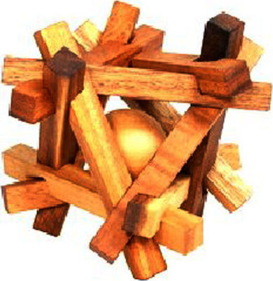 Wooden Construction Puzzle Trapped Ball (Aj Puzzle)