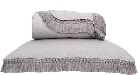 Borea Dahlia Σετ Κουβερλί Υπέρδιπλο Microfiber Γκρι 220x240cm 3τμχ