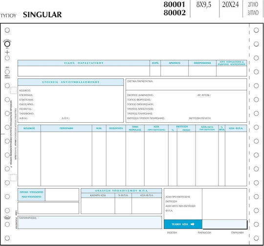 Typotrust Singular Buchhaltungsformulare Tasmológisi 2-teilig Endlospapier 1000Stücke
