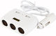 Auto Gs Car Charger 120W with Ports: 2xUSB 3xLighter with Cable Embedded White Color