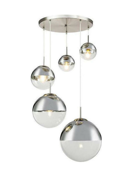 Globo Lighting Varus Pendant Chandelier for 5 Bulbs E27 Silver