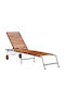 Deckchair Wooden with Wheels Brown 215x98x98cm.