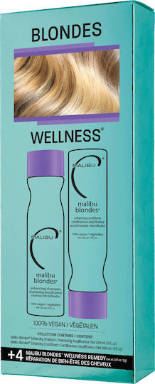 Malibu C Blondes Wellness Hair Treatment Set for Colored Hair with Shampoo and Conditioner 2pcs