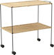 Rectangular Side Table made of Bamboo with Wheels Beige M89xP44xH81cm