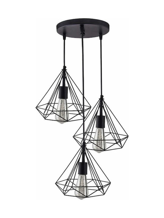 Stimeno Pendant Light Three-Light for Socket E27 Black 01901500