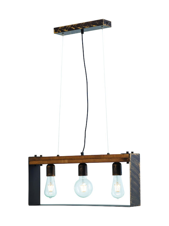 ArkoLight Pendant Light Three-Light Rail for Socket E27 Black