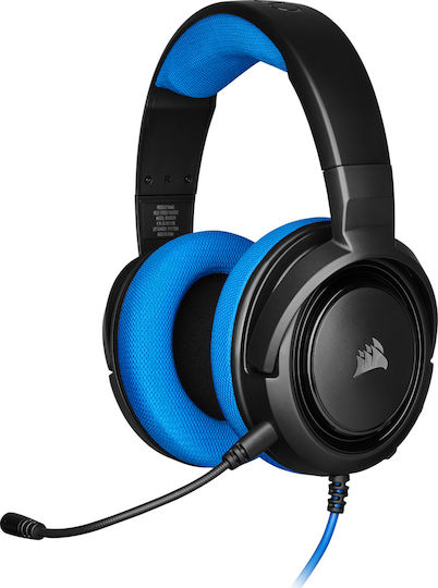 Corsair HS35 Over Ear Gaming Headset με σύνδεση 3.5mm Μπλε