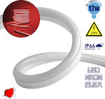GloboStar Waterproof Neon Flex LED Strip Power Supply 220V with Red Light Length 1m and 120 LEDs per Meter