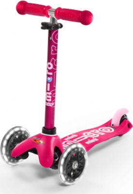 Micro Kinderroller Mini Deluxe Led 3-Rad für 2-5 Jahre Rosa