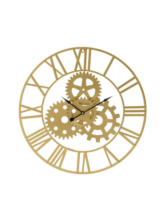 Inart Αντικέ Ρολόι Τοίχου Μεταλλικό Χρυσό 60cm