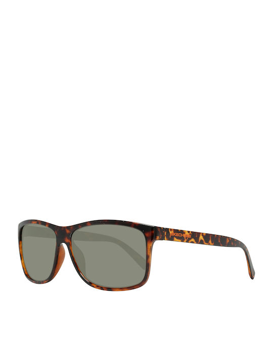 Skechers Men's Sunglasses with Brown Plastic Frame and Green Lens SE6015 52N
