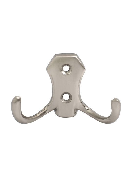 Roline Metal Wall Hanger with 2 Slots Ματ Νίκελ 7x4.5cm 1pc